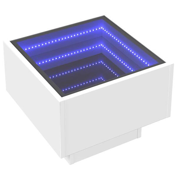 vidaXL Sidebord LED hvit 40x40x30 cm konstruert tre