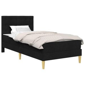 vidaXL Sengeramme med madrass med hodegjerde Svart 90 x 190 cm stoff