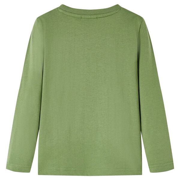 T-skjorte for barn med lange ermer lysekaki 140