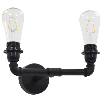 vidaXL Vegglampe 2-veis svart 2 x E27 lyspærer