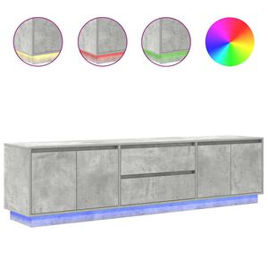 vidaXL TV-benk med LED-lys betonggr&aring; 193,5x41x50 cm