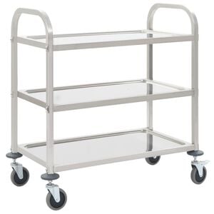 vidaXL Kj&oslash;kkentralle 3 etasjer 95x45x83,5 cm rustfritt st&aring;l