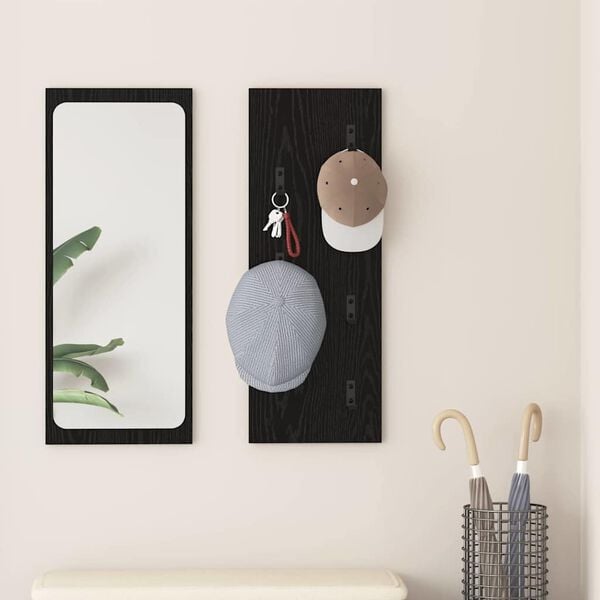 vidaXL Vegghengt kleshenger Svart Eik 30 x 1,5 x 80 cm Konstruert tre