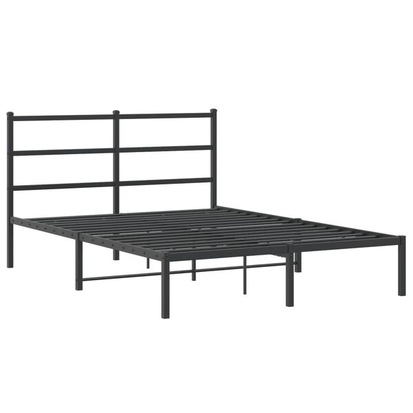 vidaXL Sengeramme i metall med hodegavl svart 135x190 cm
