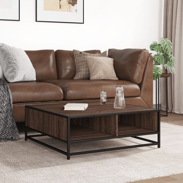 vidaXL Salongbord brun eik 80x80x30 cm konstruert tre og metall