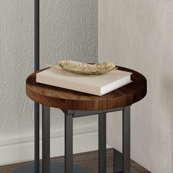 vidaXL Bordplate M&oslash;rk brun &Oslash; 30 x 2,5 cm Massivt Eiketre