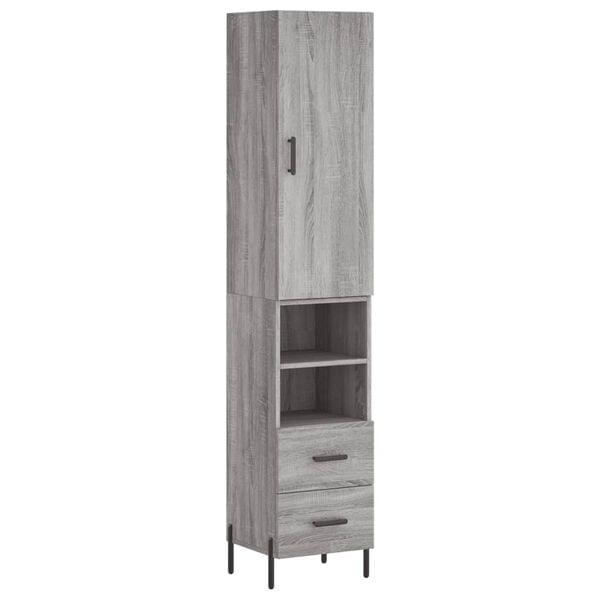 vidaXL Highboard gr&aring; sonoma 34,5x34x180 cm konstruert tre