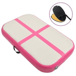 vidaXL Oppbl&aring;sbar gymnastikkmatte med pumpe 60x100x15 cm PVC rosa