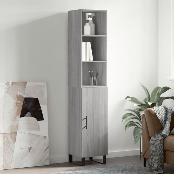 vidaXL Highboard gr&aring; sonoma 34,5x34x180 cm konstruert tre