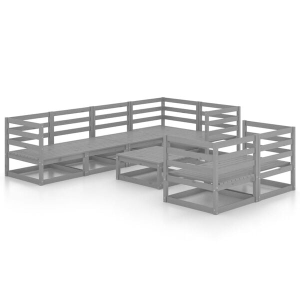 vidaXL Hagesofagruppe 8 deler gr&aring; heltre furu