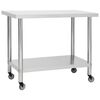 vidaXL Arbeidsbord for kj&oslash;kken med hjul 100x45x85 cm rustfritt st&aring;l