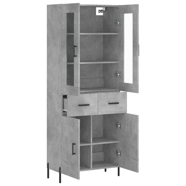 vidaXL Highboard betonggr&aring; 69,5x34x180 cm konstruert tre
