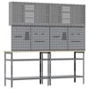 vidaXL Arbeidsbenksett med hylle med l&aring;s 8 pcs Gr&aring; Pulverlakkert st&aring;l
