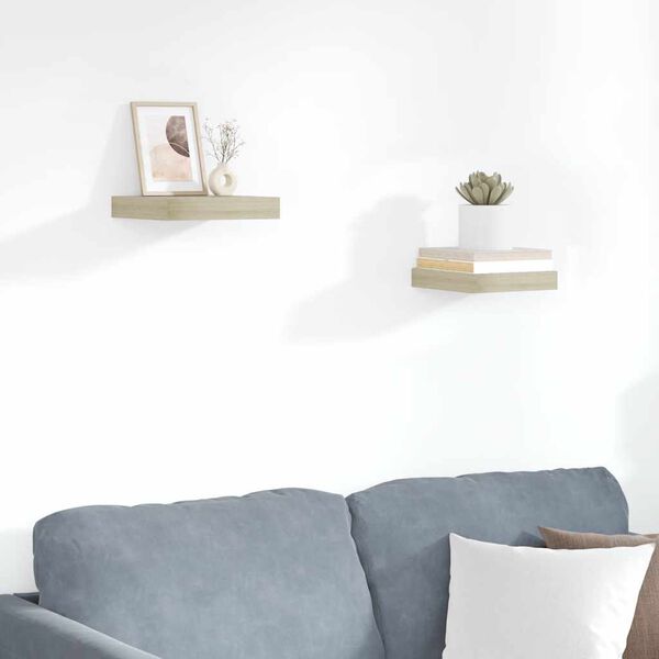 vidaXL Flytende vegghyller 2 stk eik 23x23,5x3,8 cm MDF