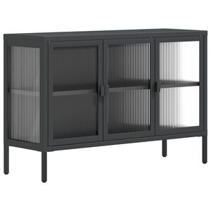 vidaXL Skjenk svart 105x35x70 cm glass og st&aring;l