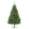 vidaXL Forh&aring;ndsbelyst kunstig juletre med kulesett 210 cm gr&oslash;nn