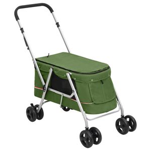 vidaXL Hundevogn sammenleggbar gr&oslash;nn 100x49x96 cm linstoff