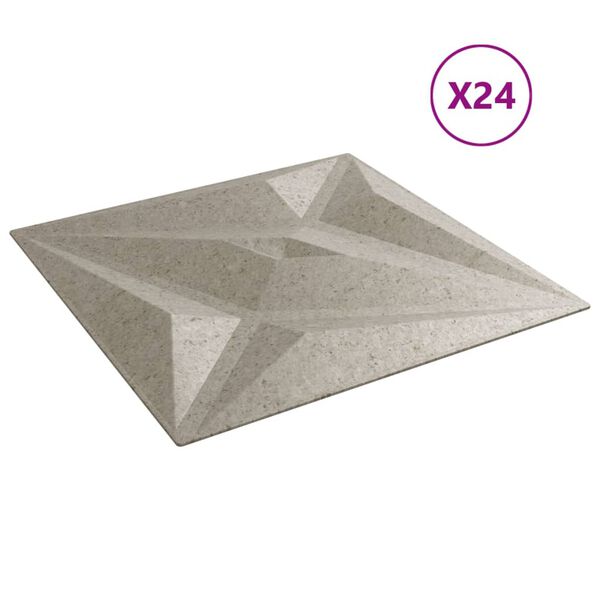 vidaXL Veggpaneler 24 stk beton 50x50 cm XPS 6 m² stjerne