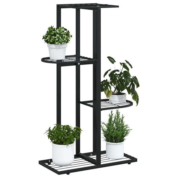 vidaXL Blomsterstativ med 4 etasjer 43x22x76 cm svart metall