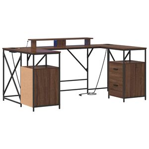 vidaXL Skrivebord Brun Eik Konstruert tre 182 x 101 x 87,5 cm