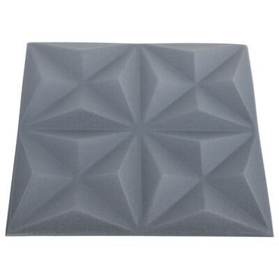 vidaXL 3D-veggpaneler 48 stk 50x50 cm origami grå 12 m²