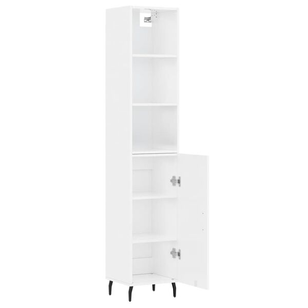 vidaXL Highboard h&oslash;yglans hvit 34,5x34x180 cm konstruert tre