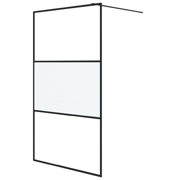 vidaXL Dusjvegg svart 115x195 cm halvfrostet ESG-glass