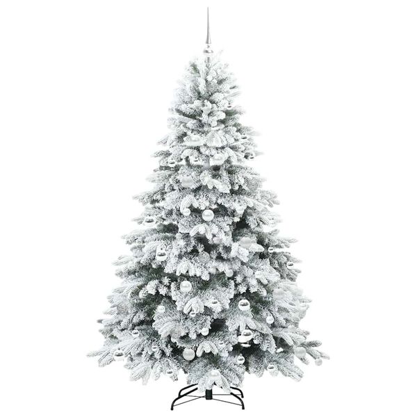 vidaXL Kunstig juletre med 300 LED med stativ Hvit 180 cm PE og PVC