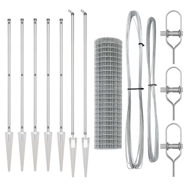 vidaXL Gjerde med stolpe s&oslash;lv 1,2 x 10 m St&aring;l