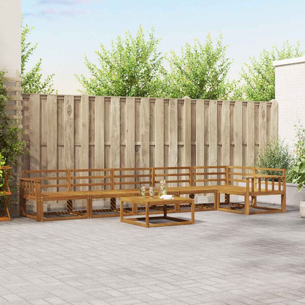 vidaXL Utend&oslash;rs sofa-sett 7 pcs Naturlig Solid akasietre