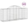 vidaXL Gabionkurver buede 25 stk 200x50x80/100 cm galvanisert jern