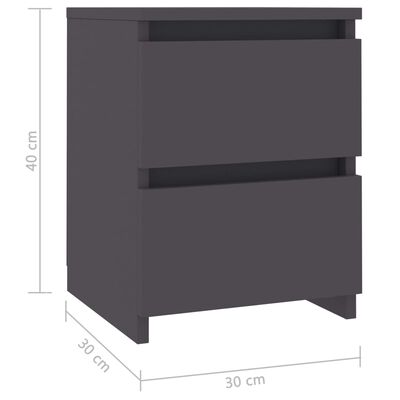 vidaXL Nattbord 2 stk grå 30x30x40 cm sponplate