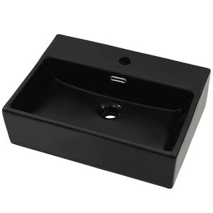 vidaXL Servant med kranhull keramisk svart 51,5x38,5x15 cm