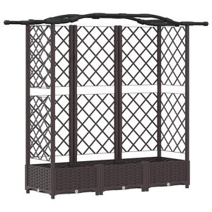 vidaXL Hevet Bed med Trellis og Tak Brun 163 x 40 x 123 cm PP