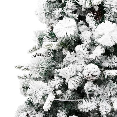 vidaXL Forhåndsbelyst juletre flokket snø og kongler 225 cm PVC og PE