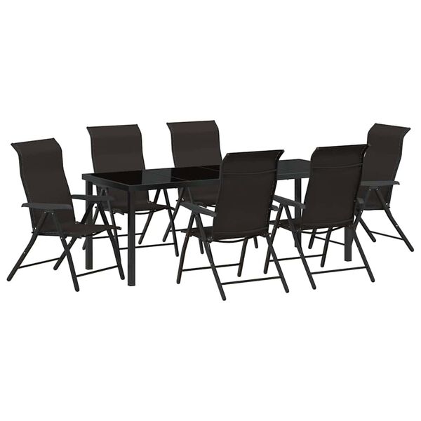 vidaXL Hage Spisegruppe 7 pcs Svart kaffe Poly rattan