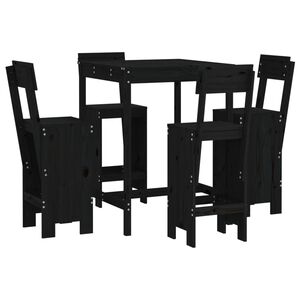 vidaXL Hagebarsett 5 deler svart heltre furu