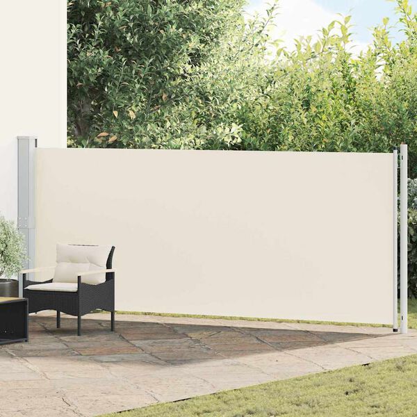 vidaXL Uttrekkbar sidemarkise 600x160 cm kremhvit