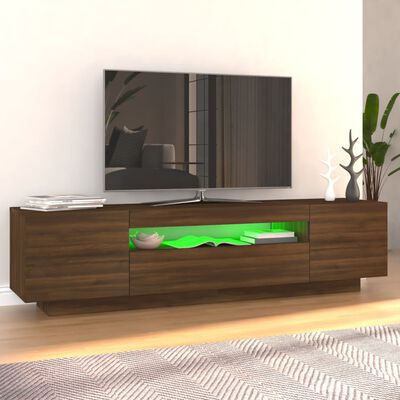 vidaXL TV-benk med LED-lys brun eik 160x35x40 cm