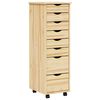 vidaXL Rullende skap med skuffer MOSS 34 x 39 x 103 cm Massivt furutre
