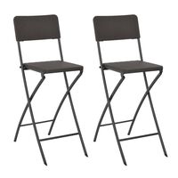 vidaXL Sammenleggbare barstoler 2 stk HDPE og stål brun rottingstil