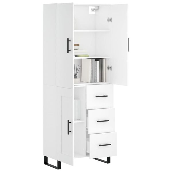 vidaXL Highboard hvit 69,5x34x180 cm konstruert tre