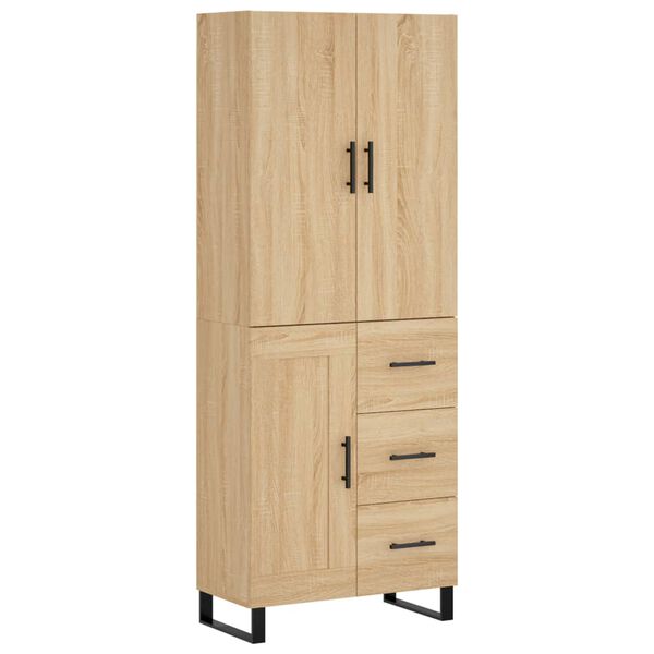 vidaXL Highboard sonoma eik 69,5x34x180 cm konstruert tre
