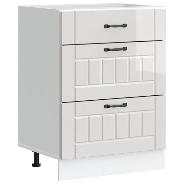 vidaXL Kj&oslash;kkenskap &laquo;Lucca&raquo; h&oslash;yglans hvit konstruert tre