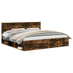 vidaXL Sengestamme med hodegjerde R&oslash;kt eik 200 x 200 cm Massiv furu