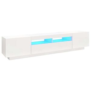 vidaXL TV-benk med LED-lys hvit 200x35x40 cm
