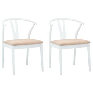 vidaXL Spisestuestol 2 stk. Solid Gummitre Hvit og Brun