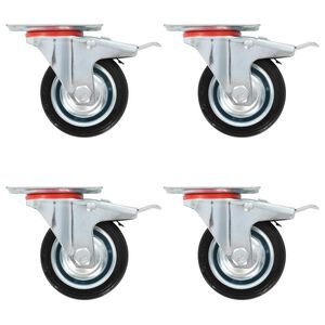 vidaXL Svinghjul med doble bremser 4 stk 75 mm