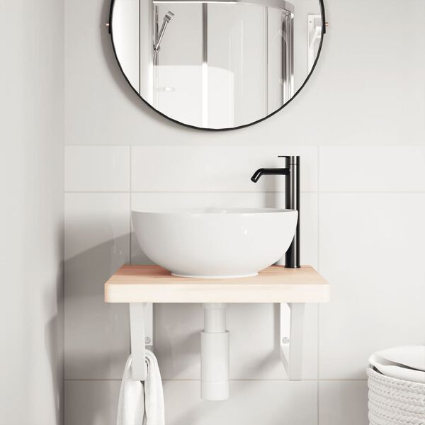 vidaXL Servanthylle veggmontert st&aring;l og heltre b&oslash;ketre