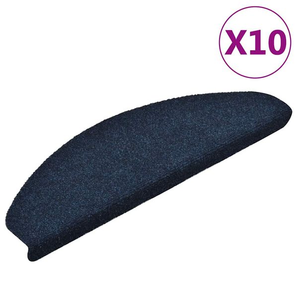 vidaXL Trappematter selvklebende 10 stk 65x21x4 cm marineblå halvrund store